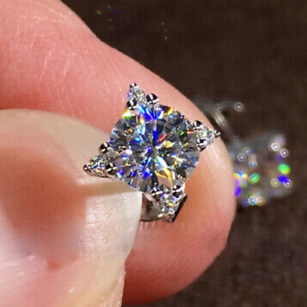 Gorgeous 925 Silver Stud Earrings  A Pair/set Item #3375